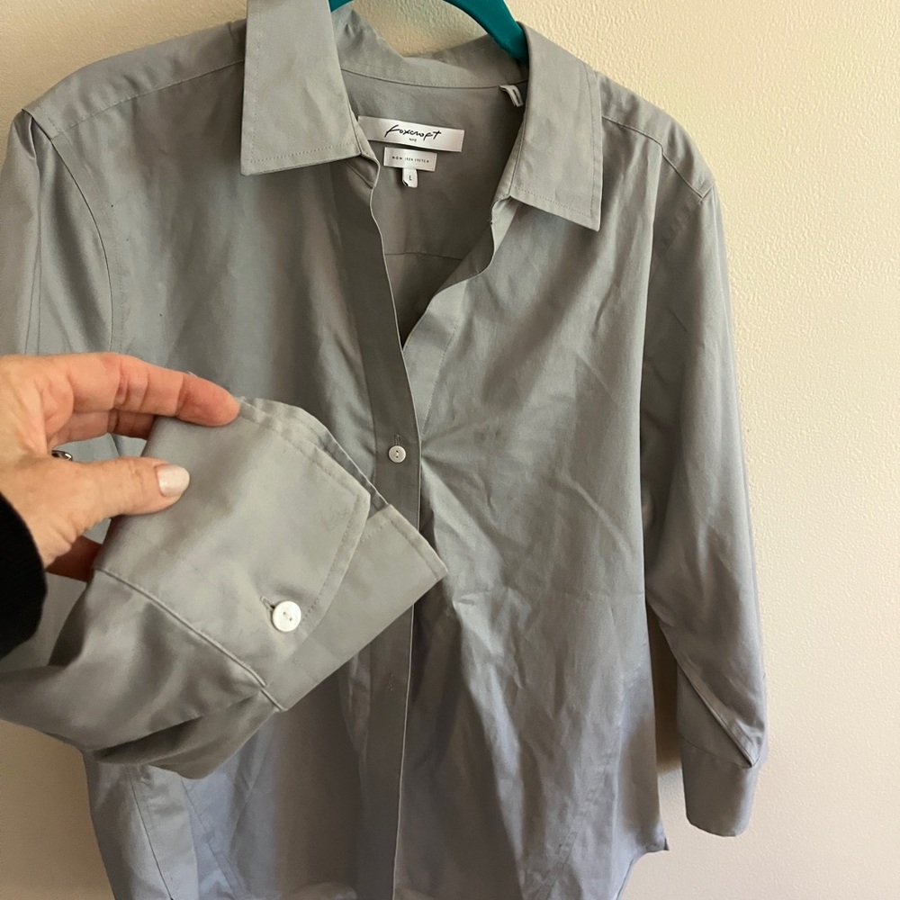 Foxcroft Light Gray Collared Shirt - Picture 2 of 3